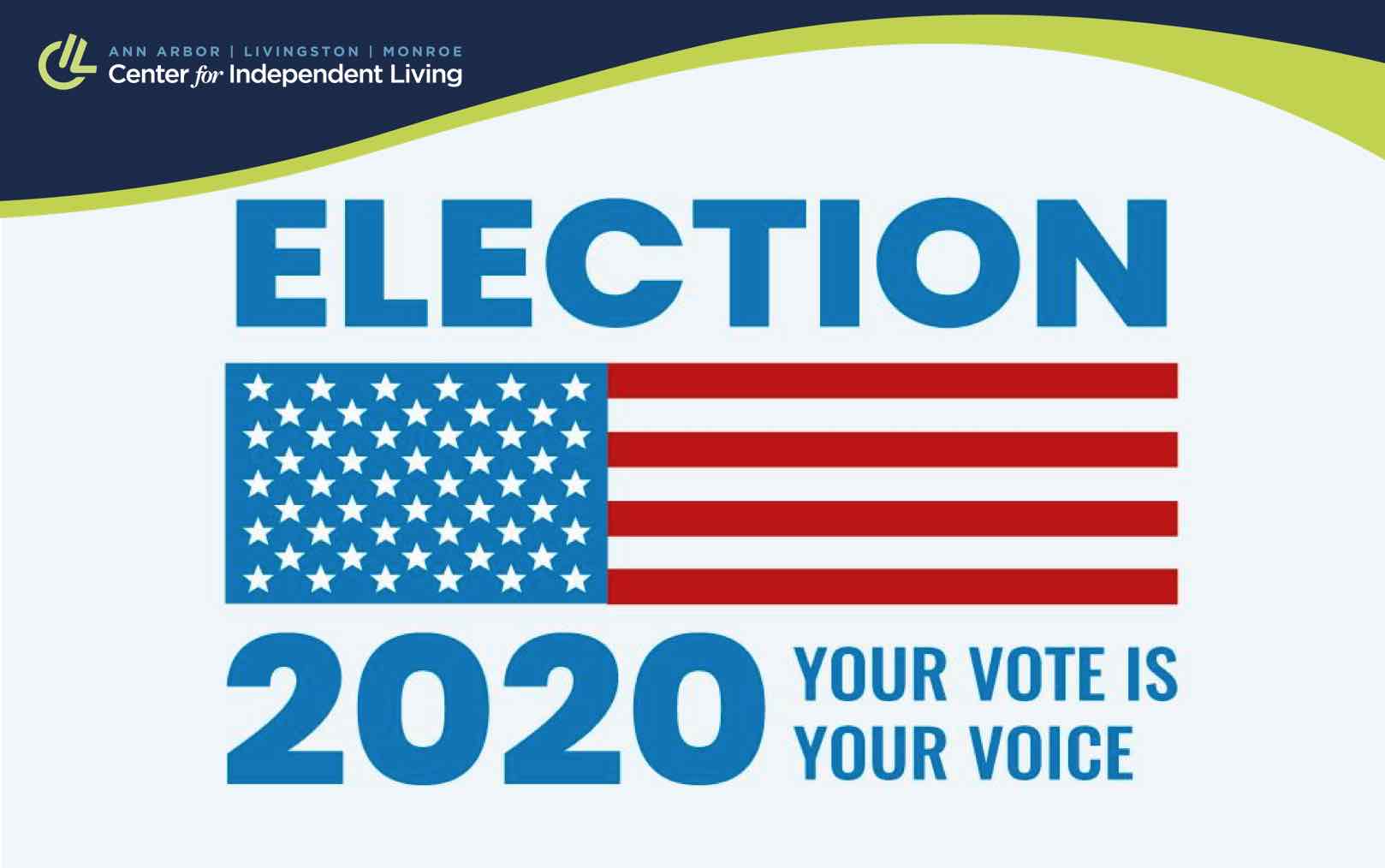 Graphic of american flag and election 2020