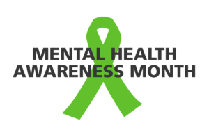 green ribbon and text mental health awareness