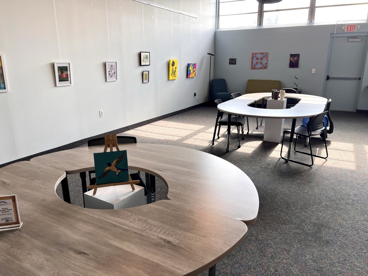 Interior of Relaxation Room with artwork on the walls.
